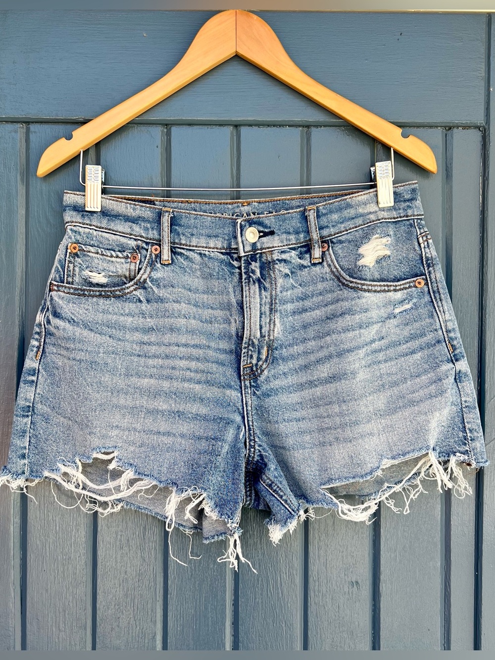 American Eagle Outfitters Light Blue Distressed Denim Cutoff Shorts
